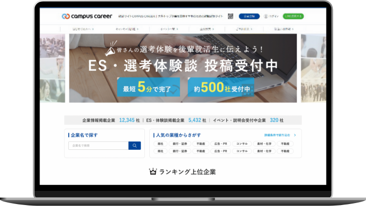 ES・面接情報の掲載